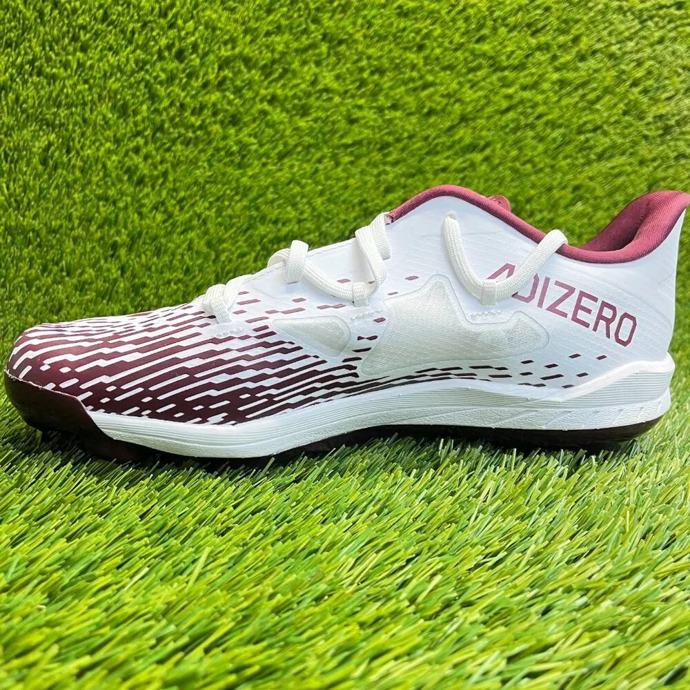 Adidas Adizero Afterburner 9 Mens Size 7.5 White Maroon Running Baseball Cleats